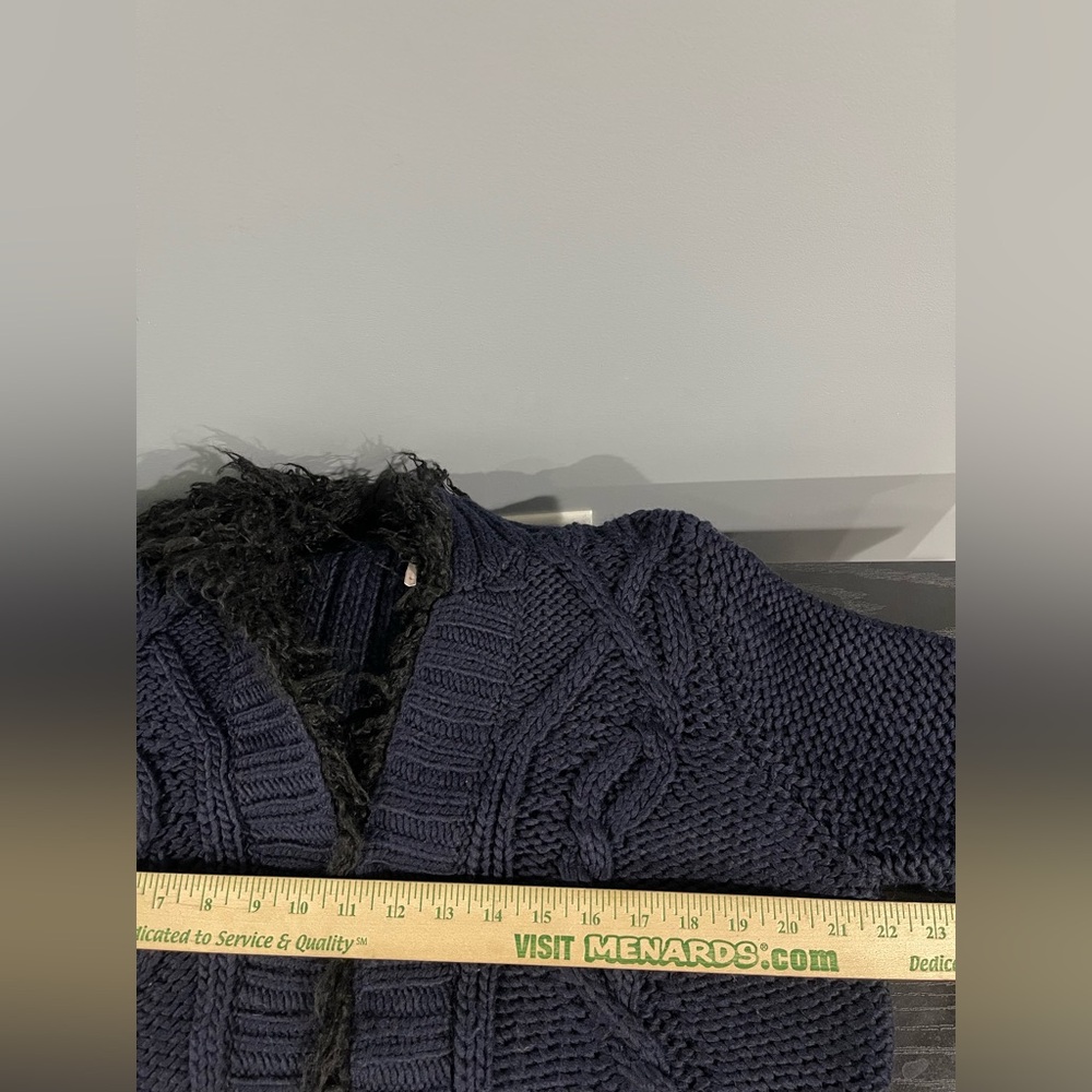 Free People Navy Cardigan with Faux Fur Collar - Picture 14 of 14